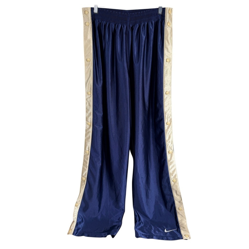 Vtg 90s Nike Team Tear Away Track Pants Mens L Blue Gold Snap Side Stripe Swoosh